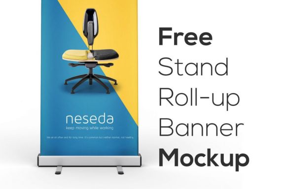 Free Stand Roll-up Banner Mockup
