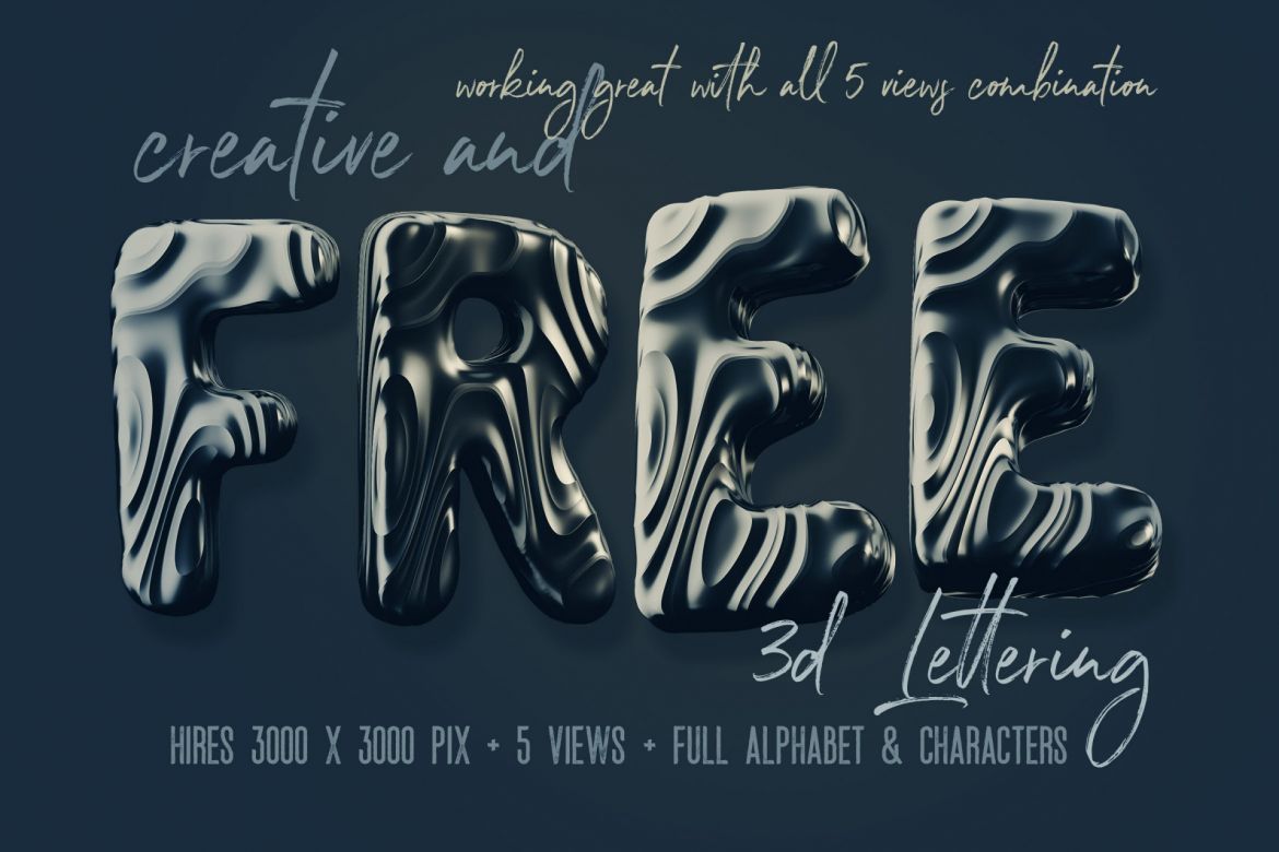 Free Dark Decorative 3D Lettering - view 2