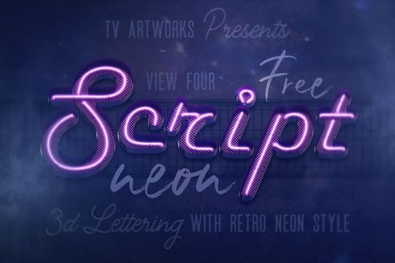 Free Script Neon 3D Lettering