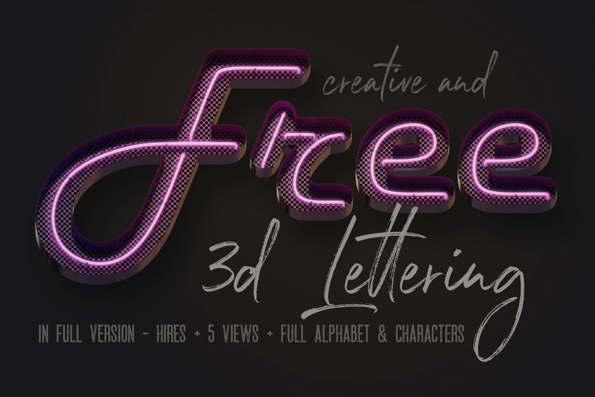 Free Script Neon 3D Lettering alt