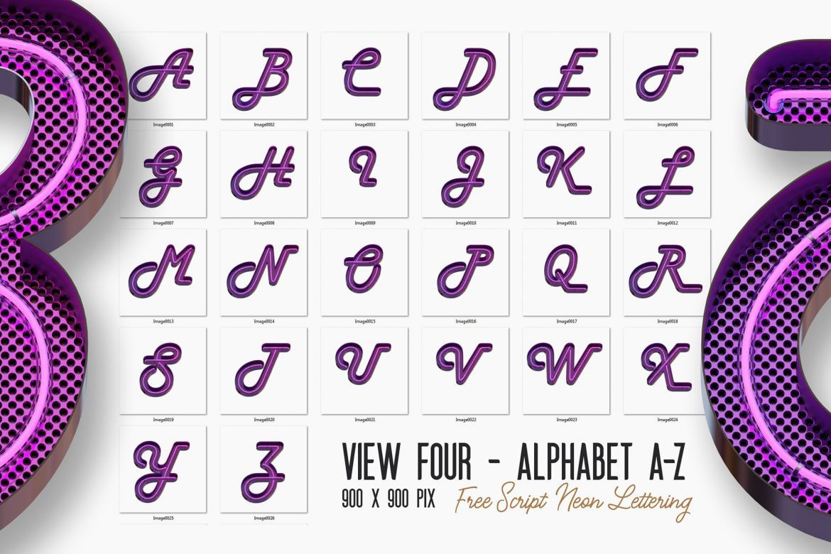 Free Script Neon 3D Lettering - view 3
