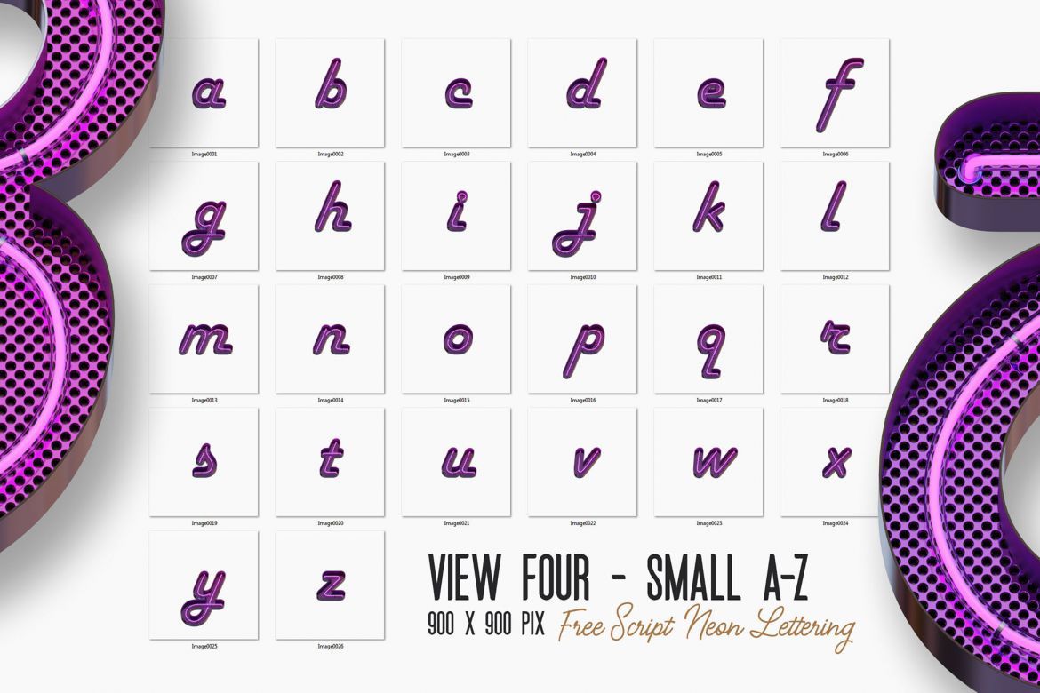 Free Script Neon 3D Lettering - view 4