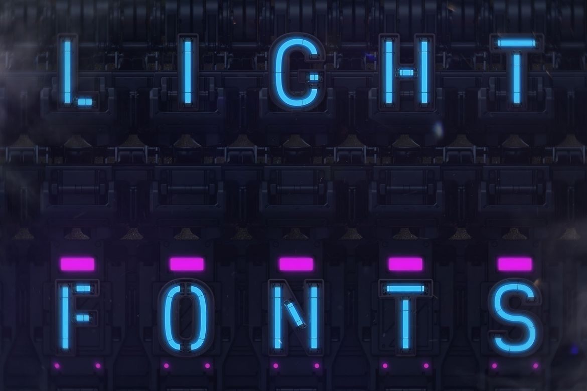 Free Futuristic Neon 3D Lettering alt
