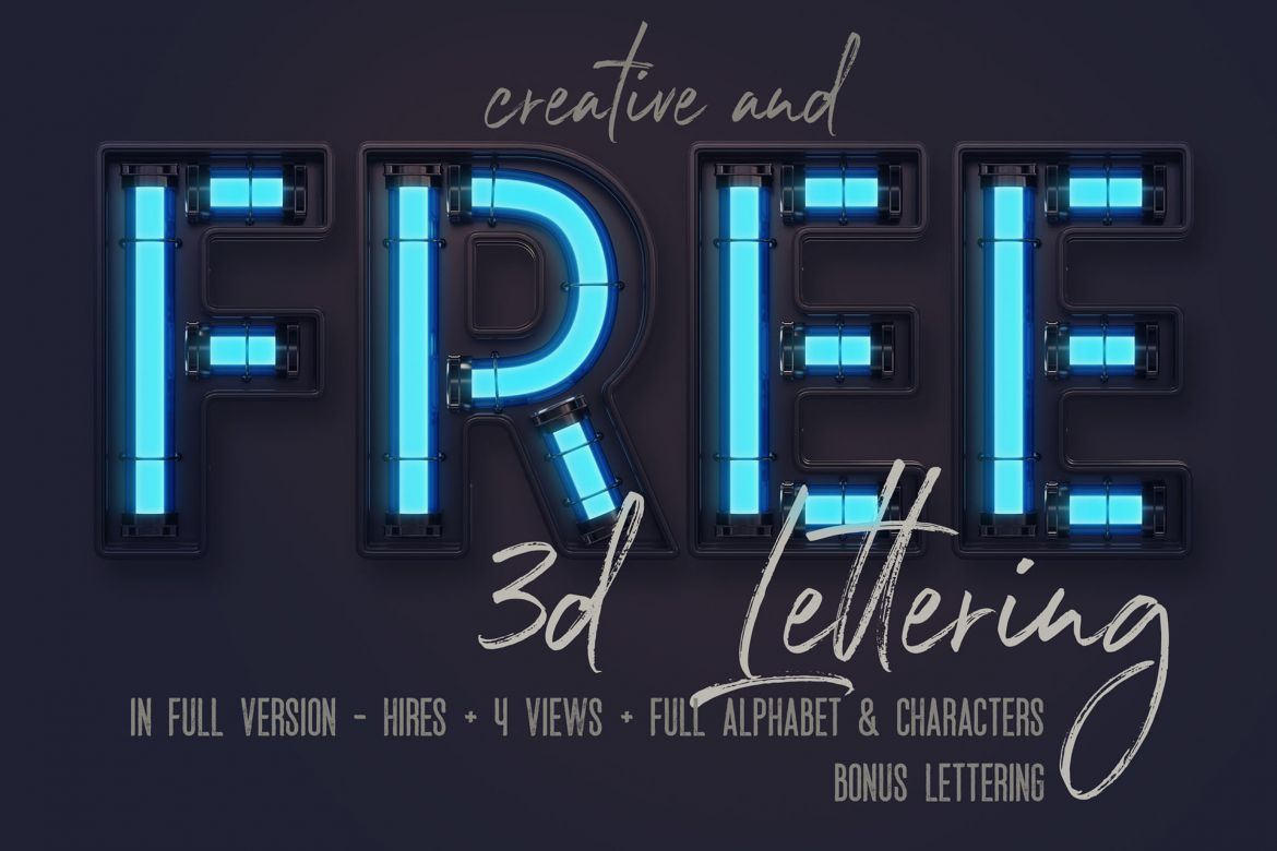 Free Futuristic Neon 3D Lettering - view 3
