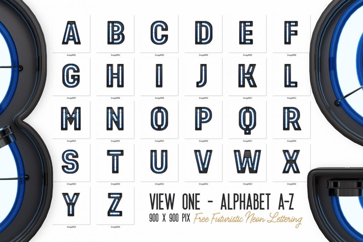 Free Futuristic Neon 3D Lettering - view 4