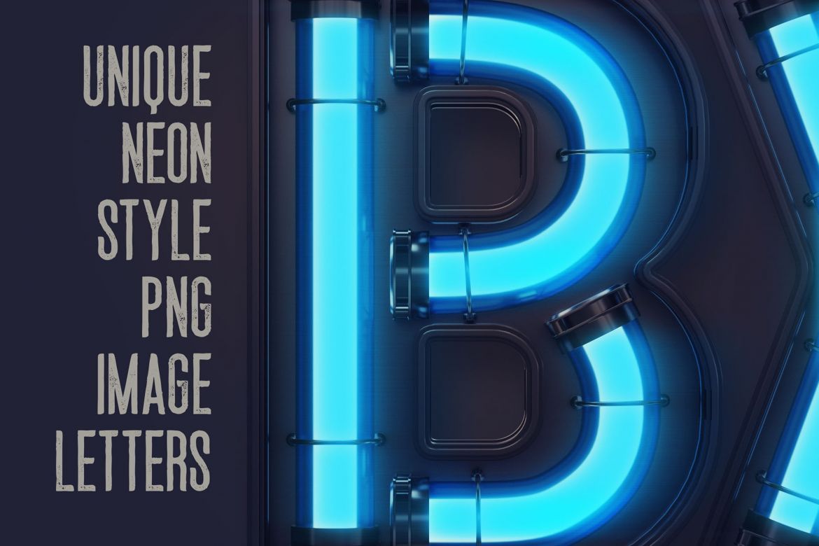 Free Futuristic Neon 3D Lettering - view 5