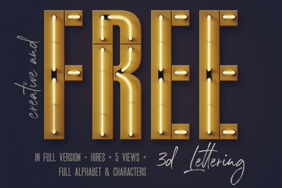 Free Condensed Neon 3D Lettering alt