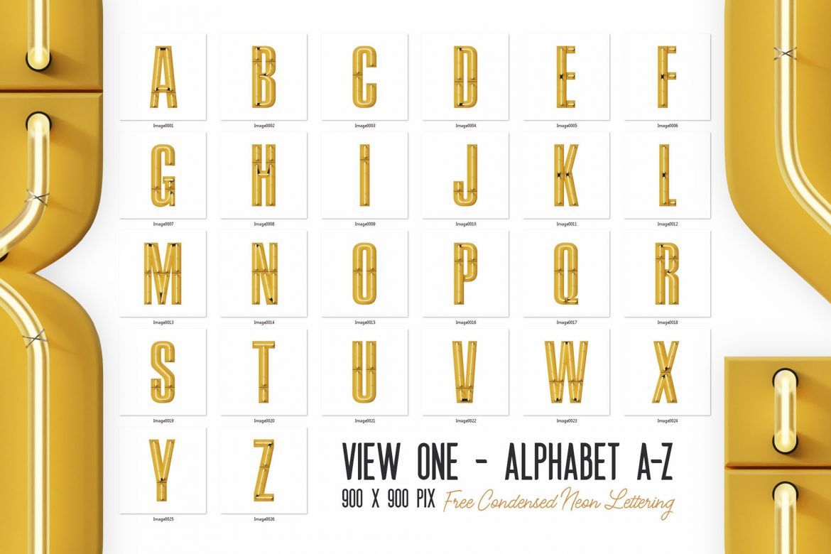 Free Condensed Neon 3D Lettering - view 5