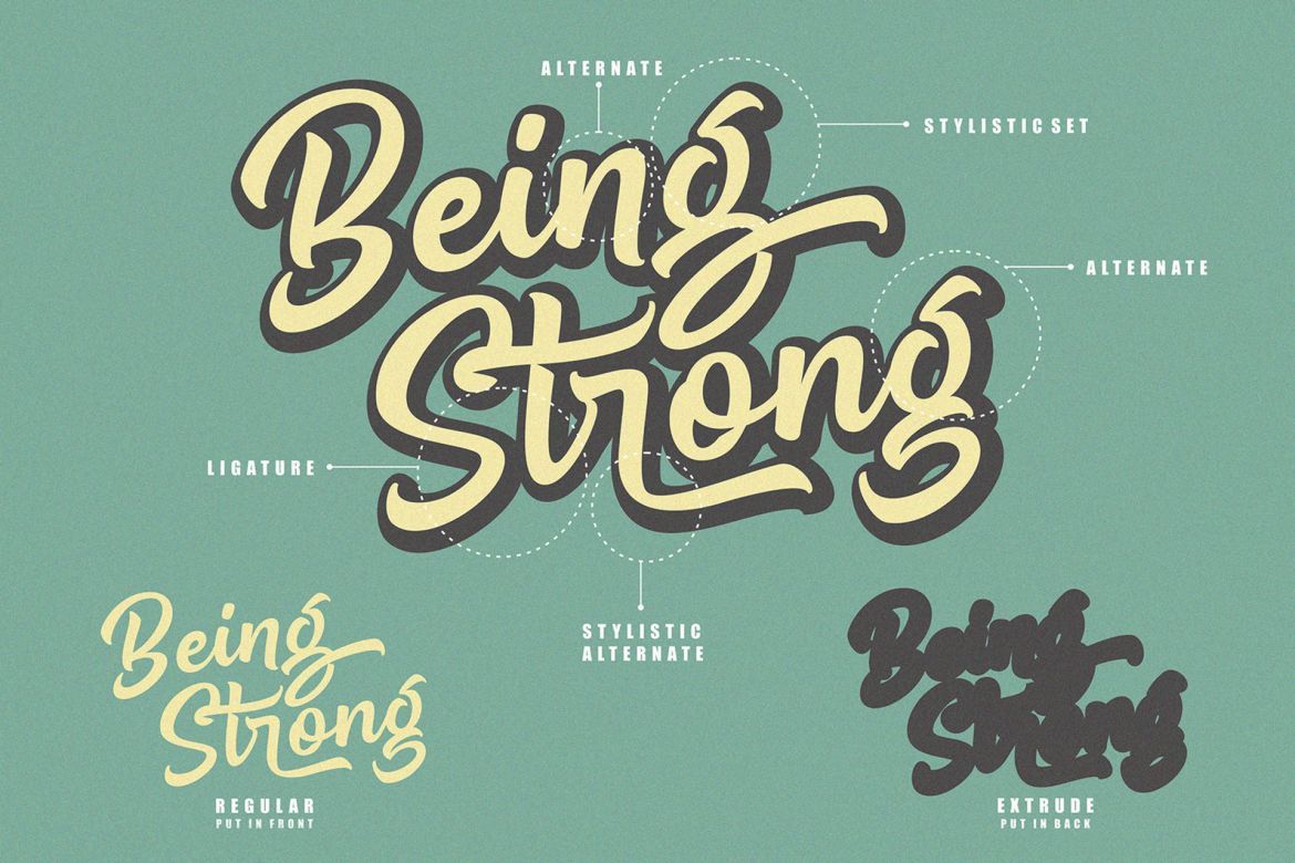 Being Strong Extrude Font alternate