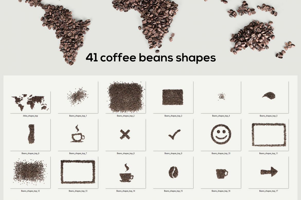 60 Coffee Beans PNG Shapes - view 6