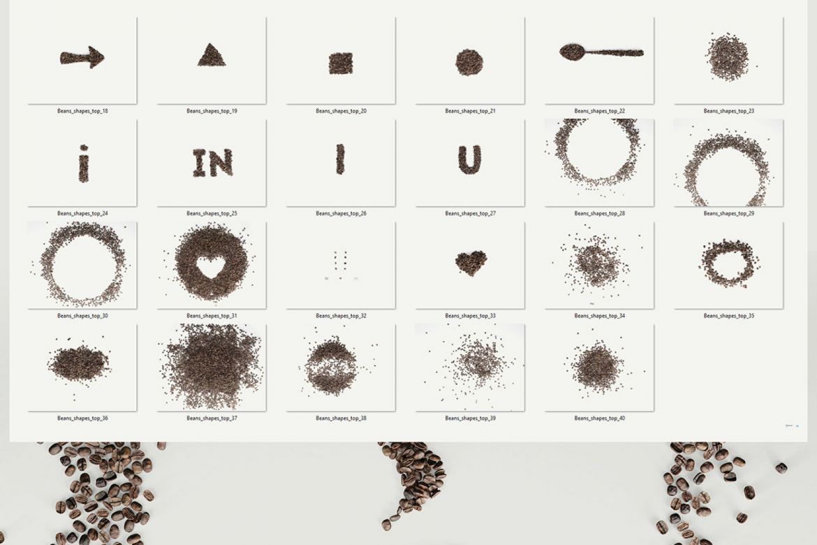 60 Coffee Beans PNG Shapes - view 7