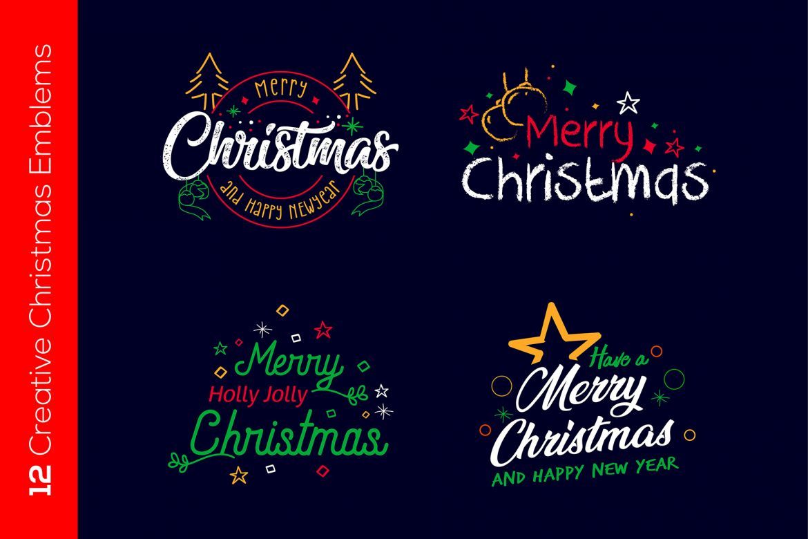 12 Christmas Emblems or Logos - view 2