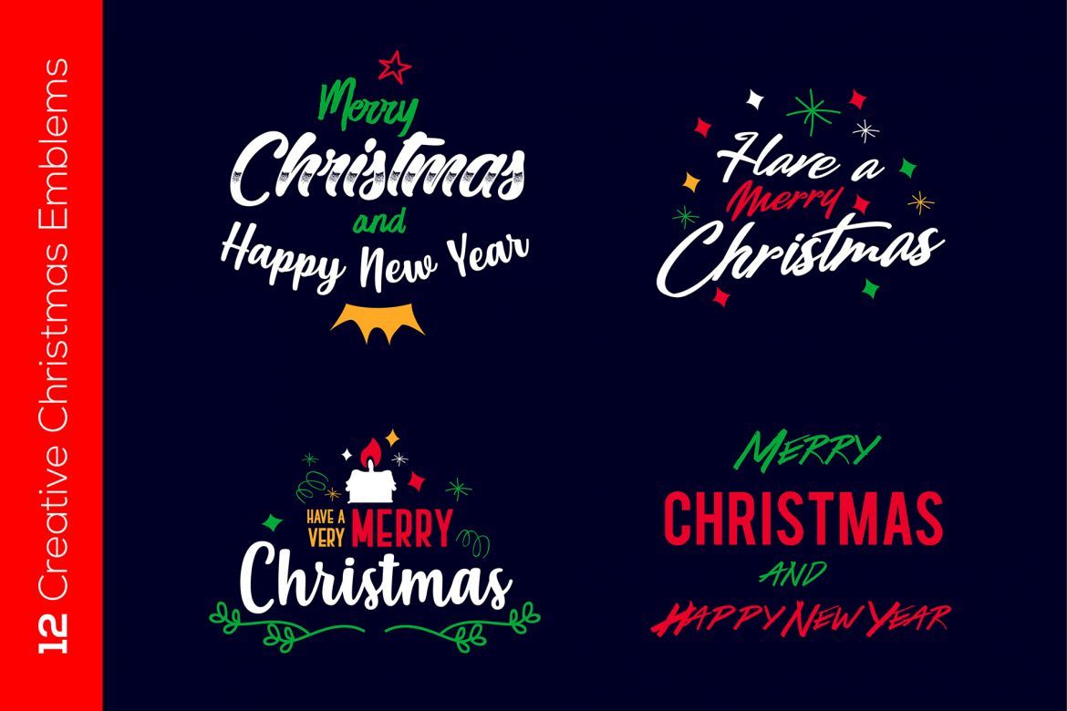 12 Christmas Emblems or Logos - view 3