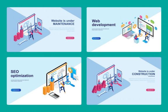Website Landing Page Isometric Illustration