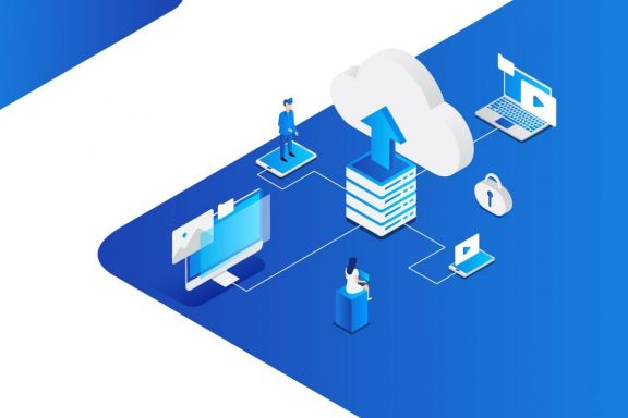 Cloud storage isometric illustration