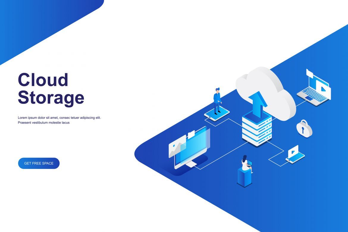 Cloud storage isometric illustration alt