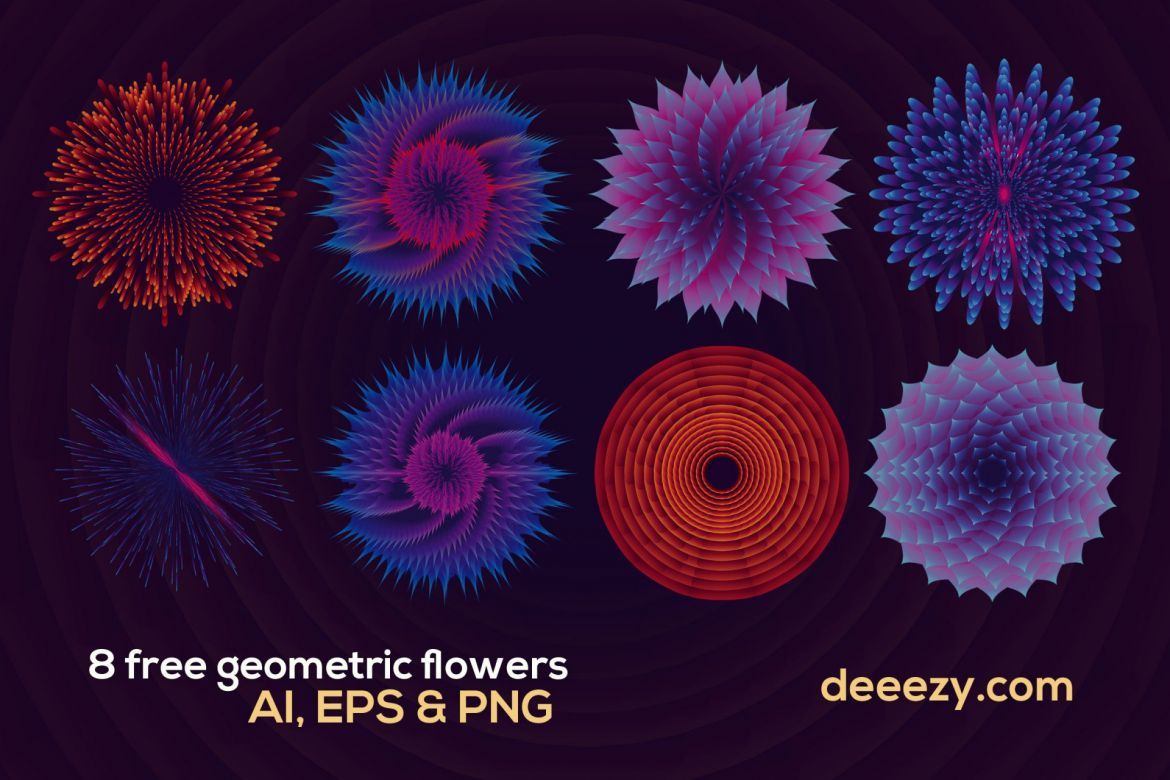 8 Abstract Geometric Flowers - view 4