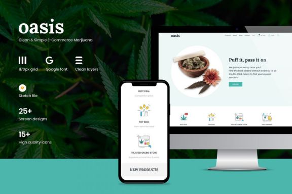 Oasis - Marijuana eCommerce Sketch Template