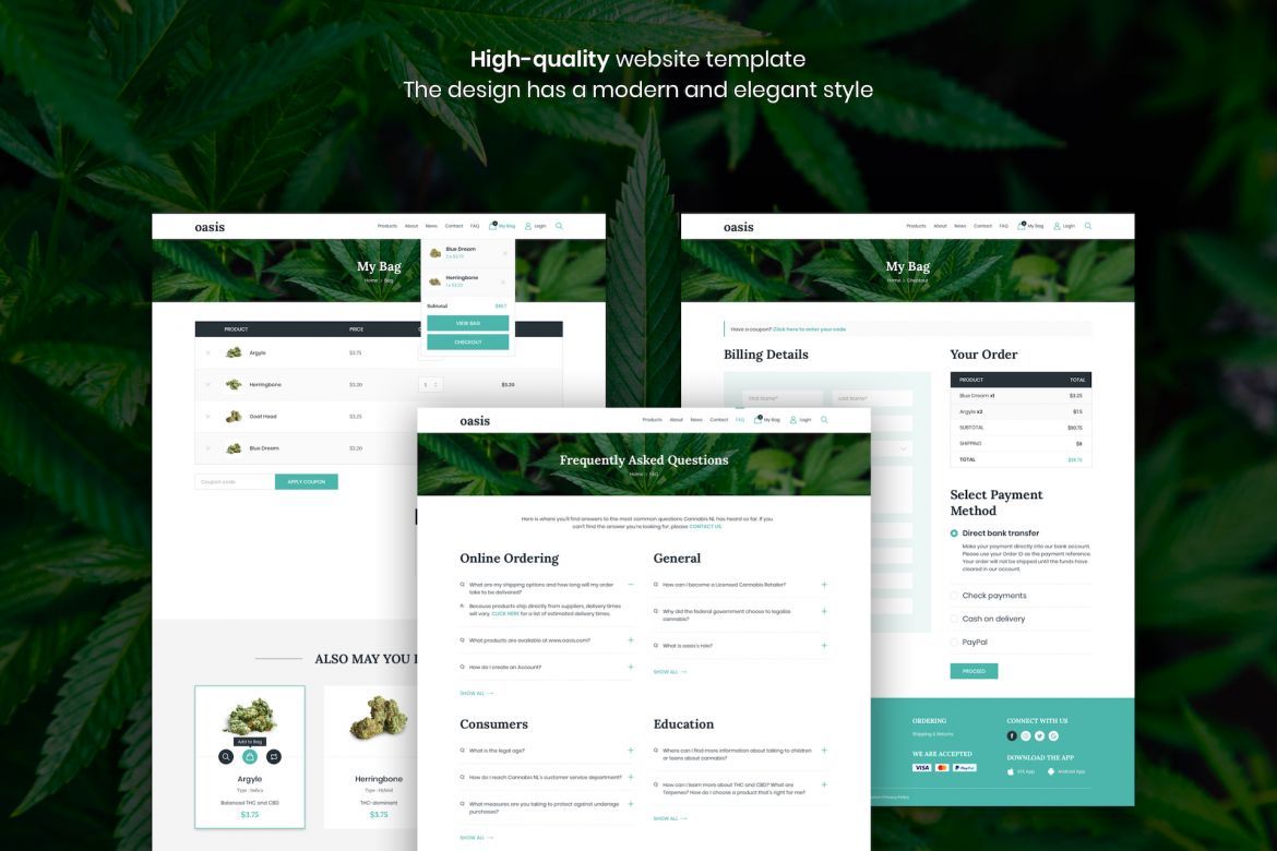 Oasis - Marijuana eCommerce Sketch Template - view 8