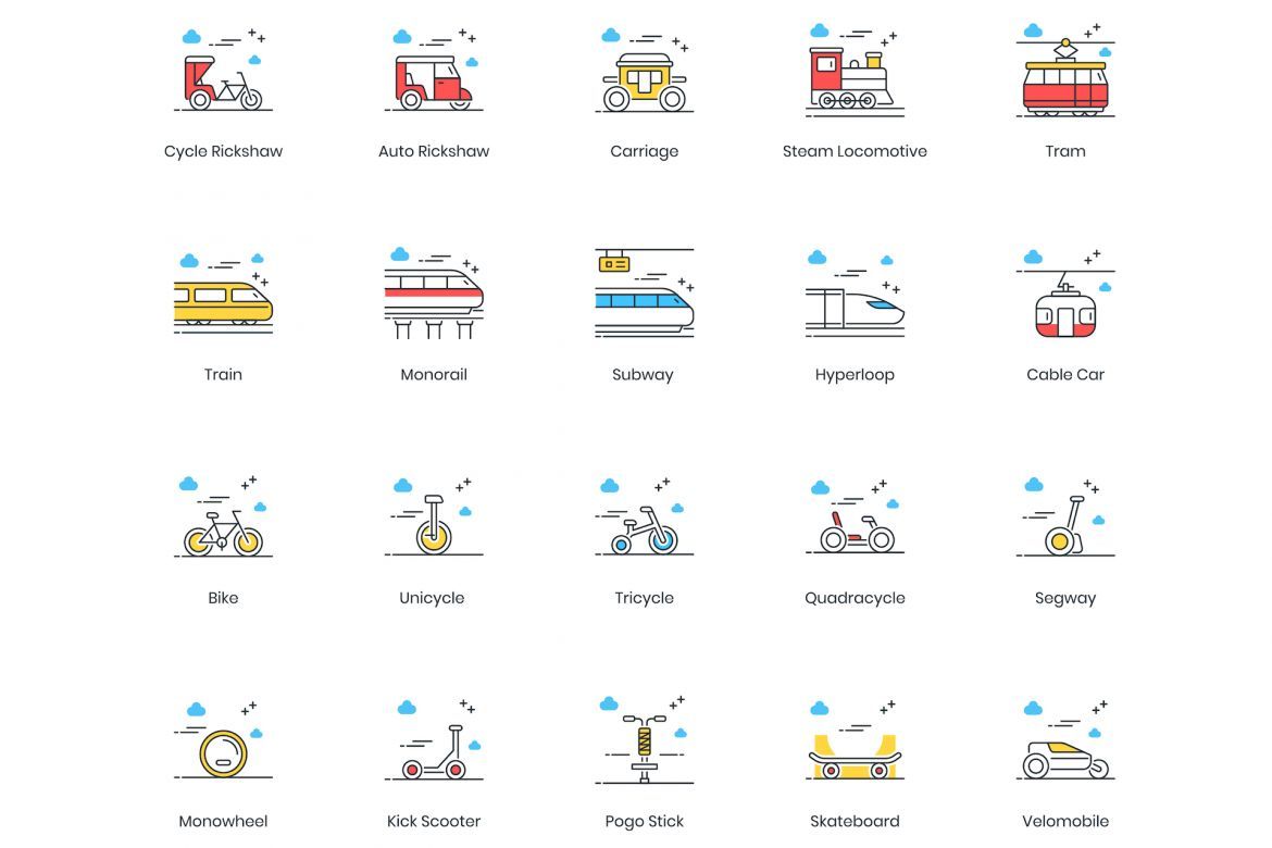 80 Transportation Icons | ColorPop - view 4
