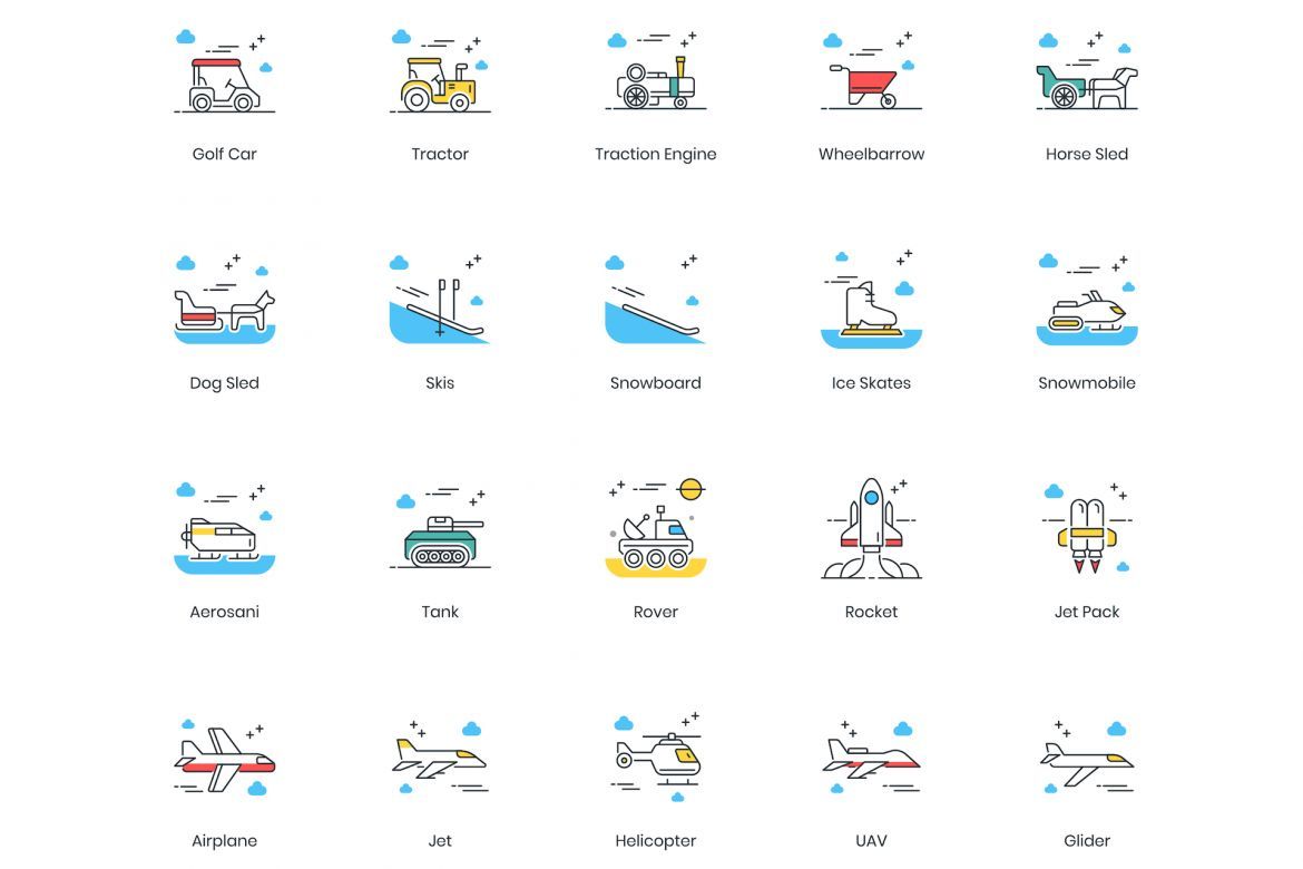 80 Transportation Icons | ColorPop - view 5