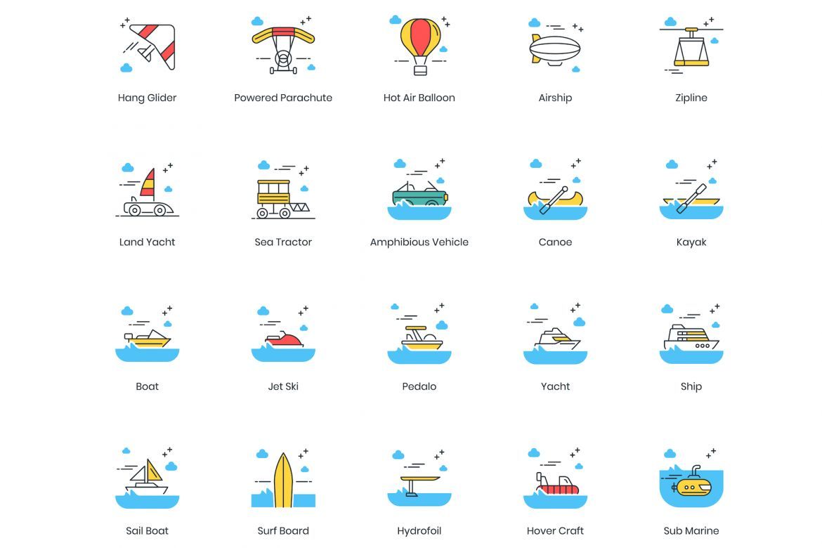 80 Transportation Icons | ColorPop - view 6