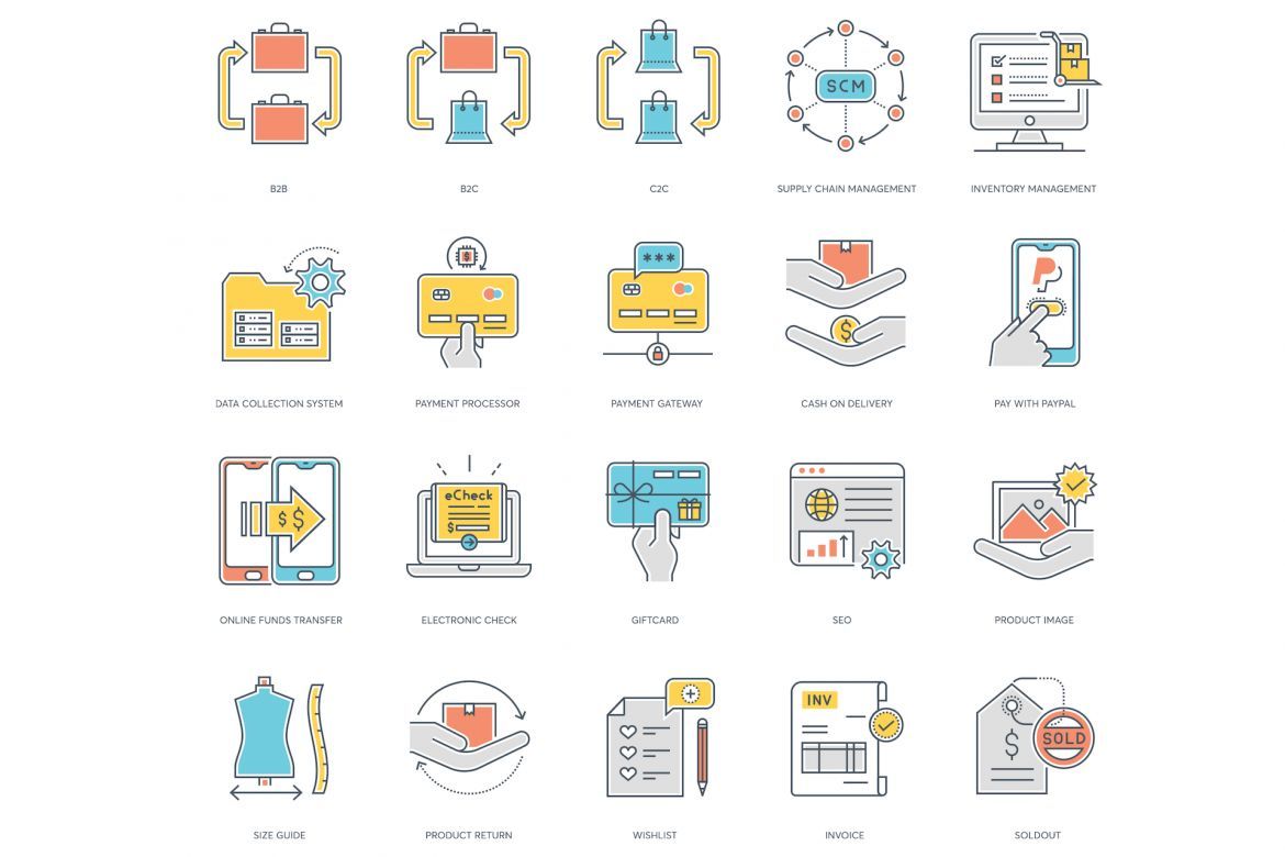 80 E-Commerce Icons | Color Line - view 5