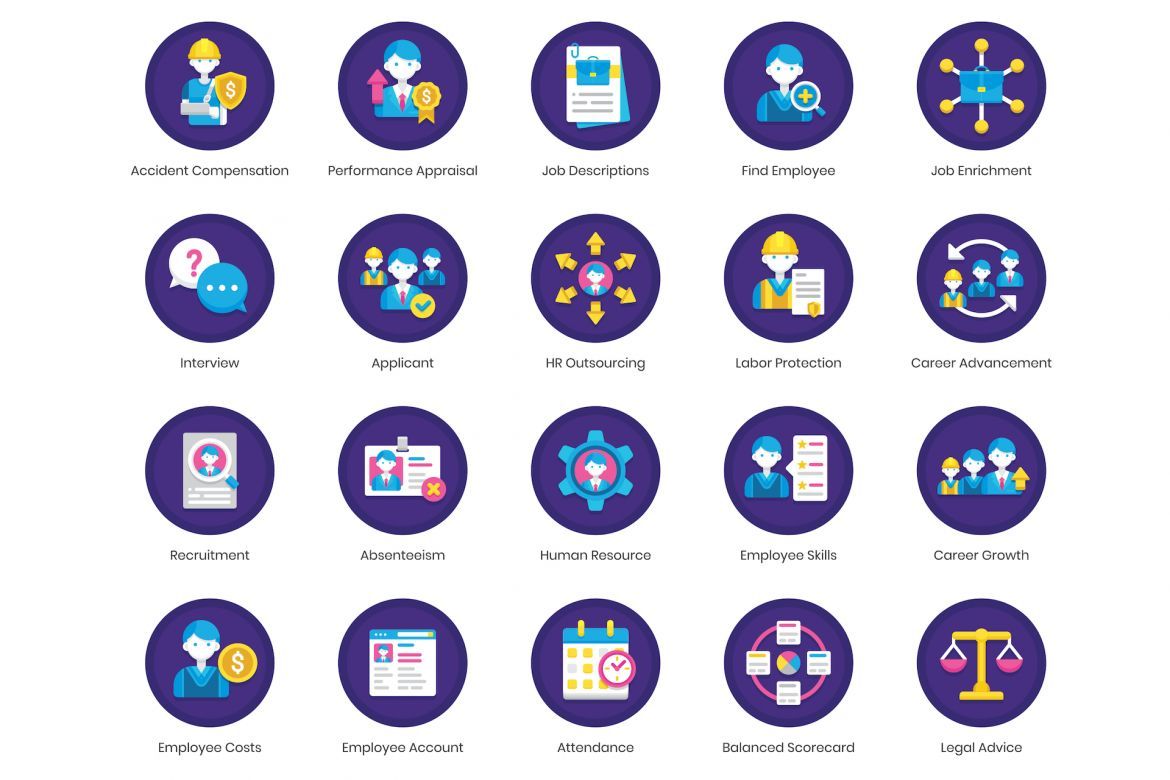 90 Human Resources Icons | Orchid alternate