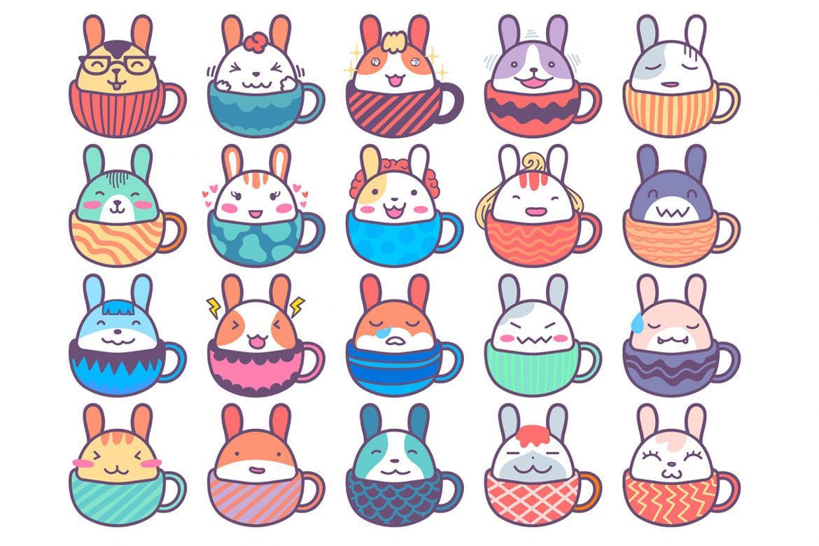 20 Cute Rabbit Character Inside Cup alternate
