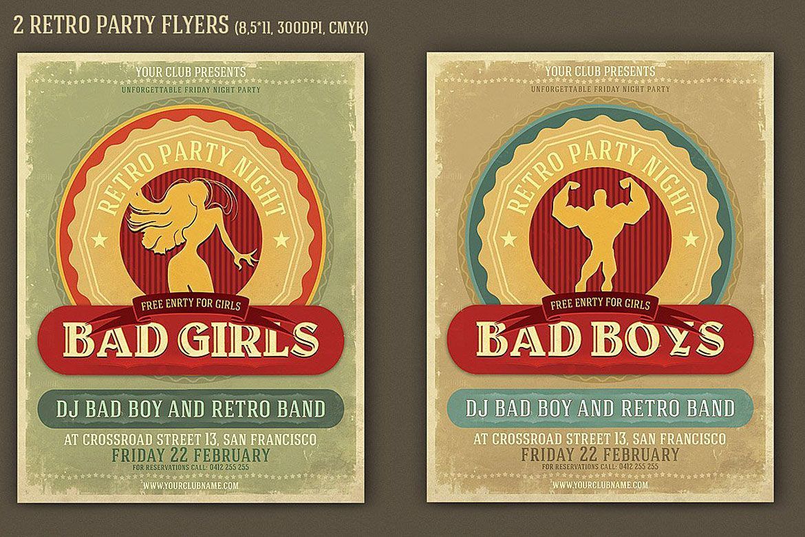 Free Retro & Grunge Flyer Template alternate