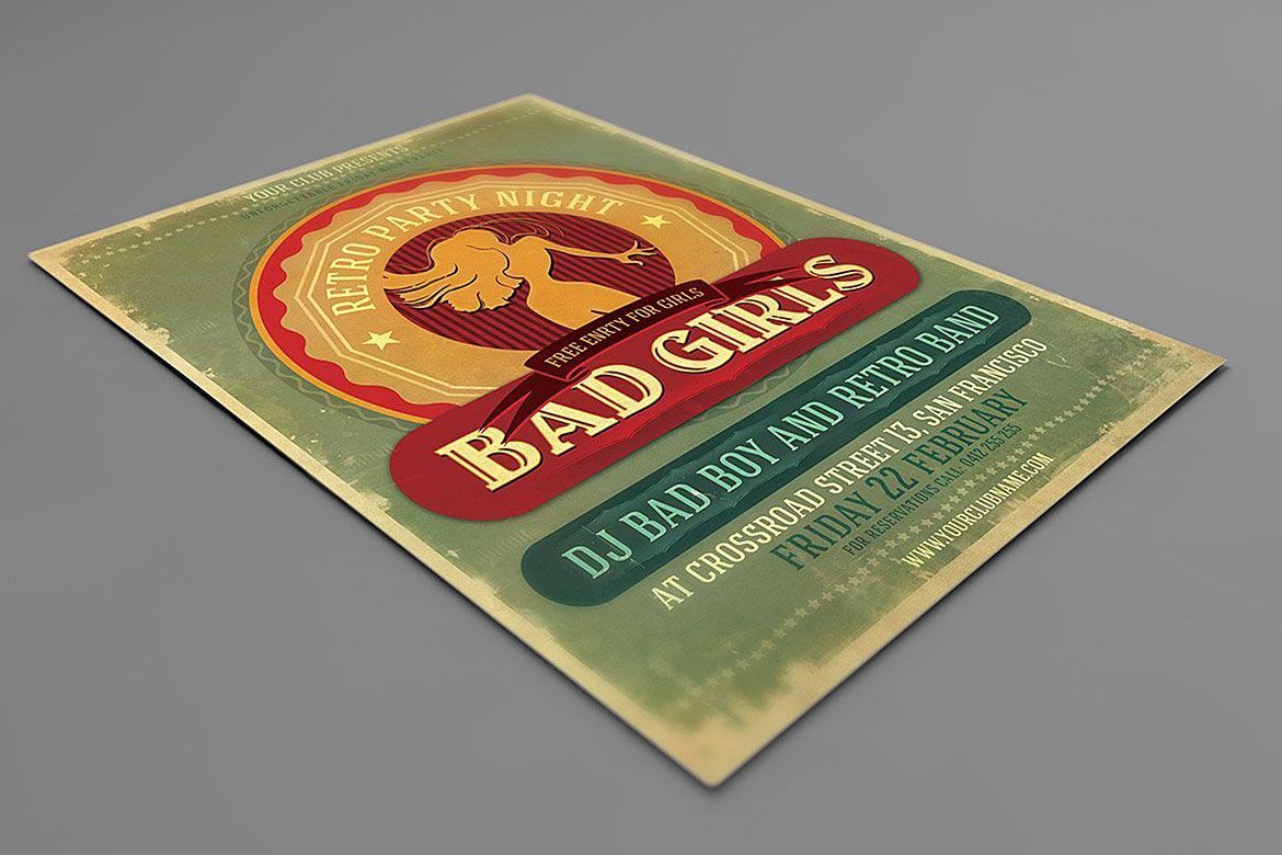 Free Retro & Grunge Flyer Template - view 4