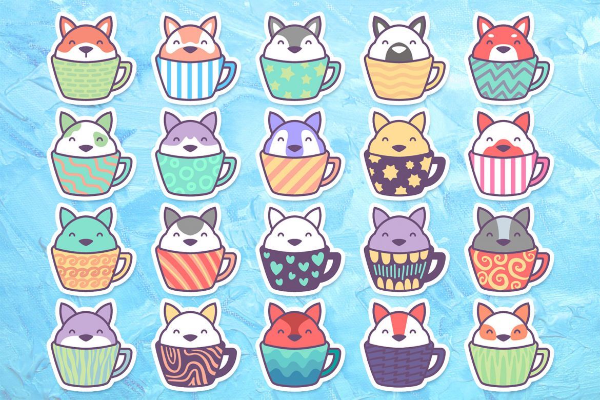 20 Cute Dog Character Inside Cup alternate