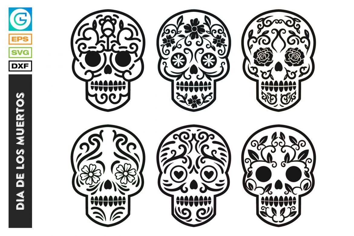 Dia De Los Muertos Festival Vintage Skull With Floral Ornament alternate