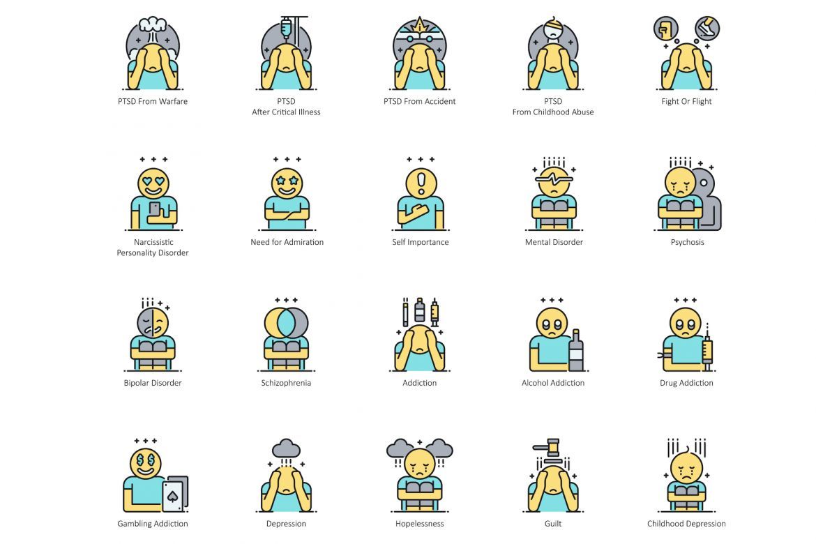 75 Disorder Icons | Aqua alternate