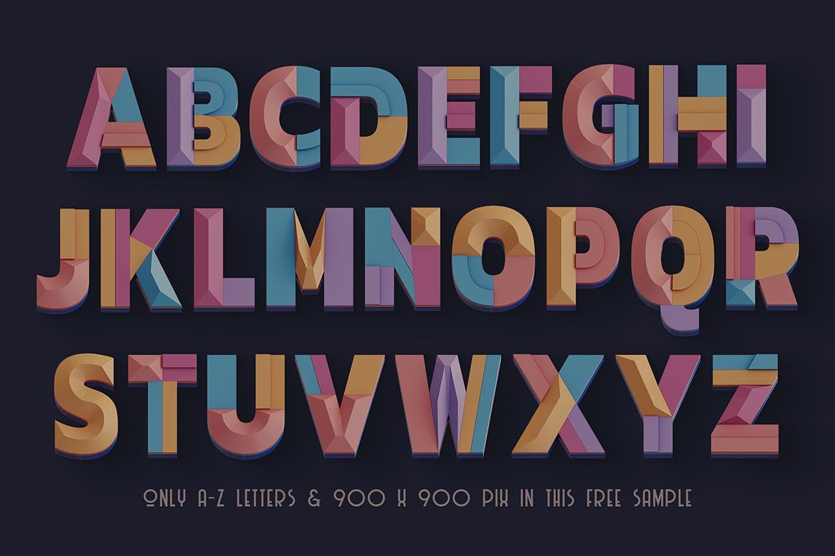Free Deco Geometry - 3D Lettering - view 3