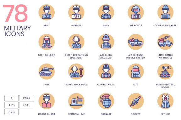 78 Military Icons | Butterscotch