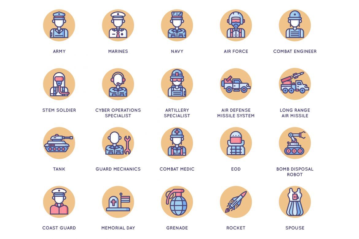 78 Military Icons | Butterscotch alternate