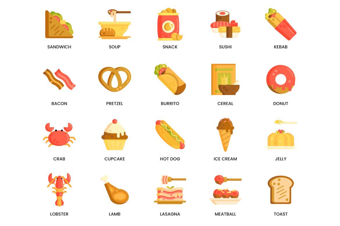 100 Food & Drinks Icons | Caramel - view 2