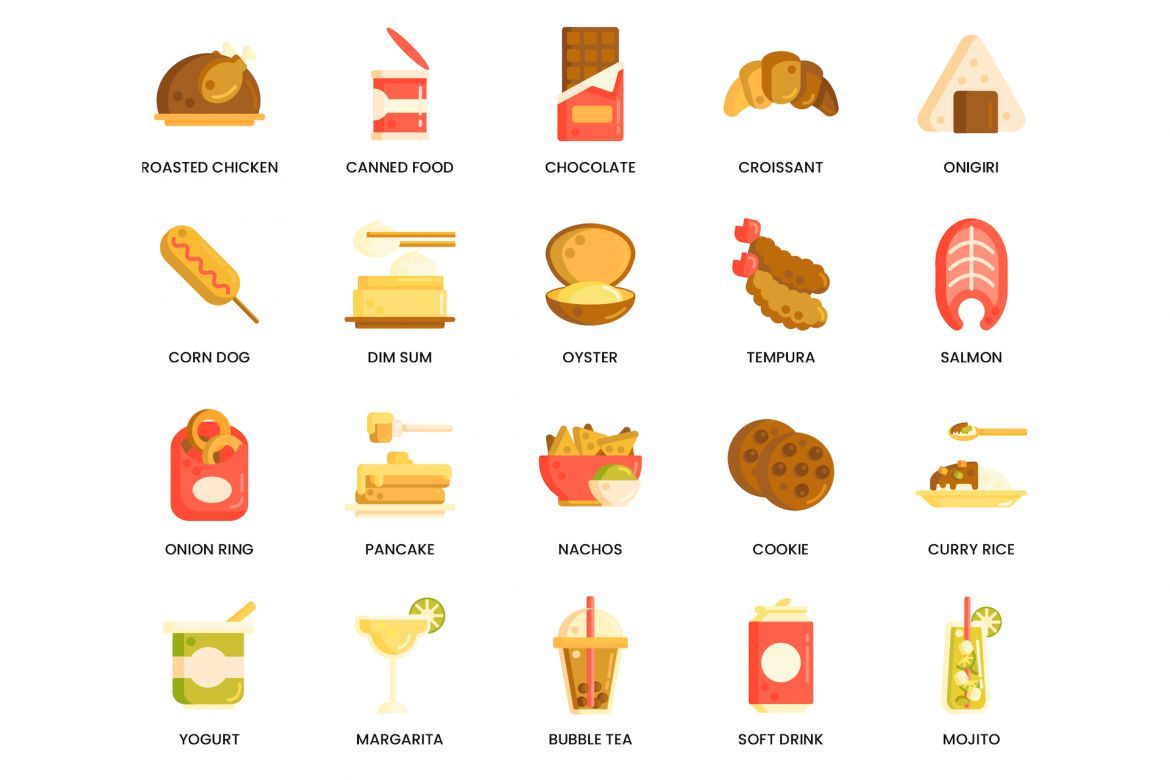 100 Food & Drinks Icons | Caramel - view 4
