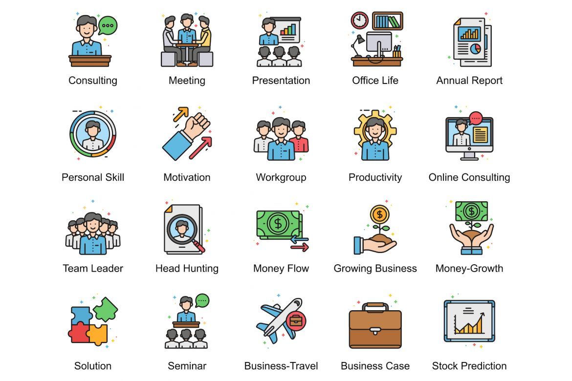 90 Business Icons | Vivid alternate