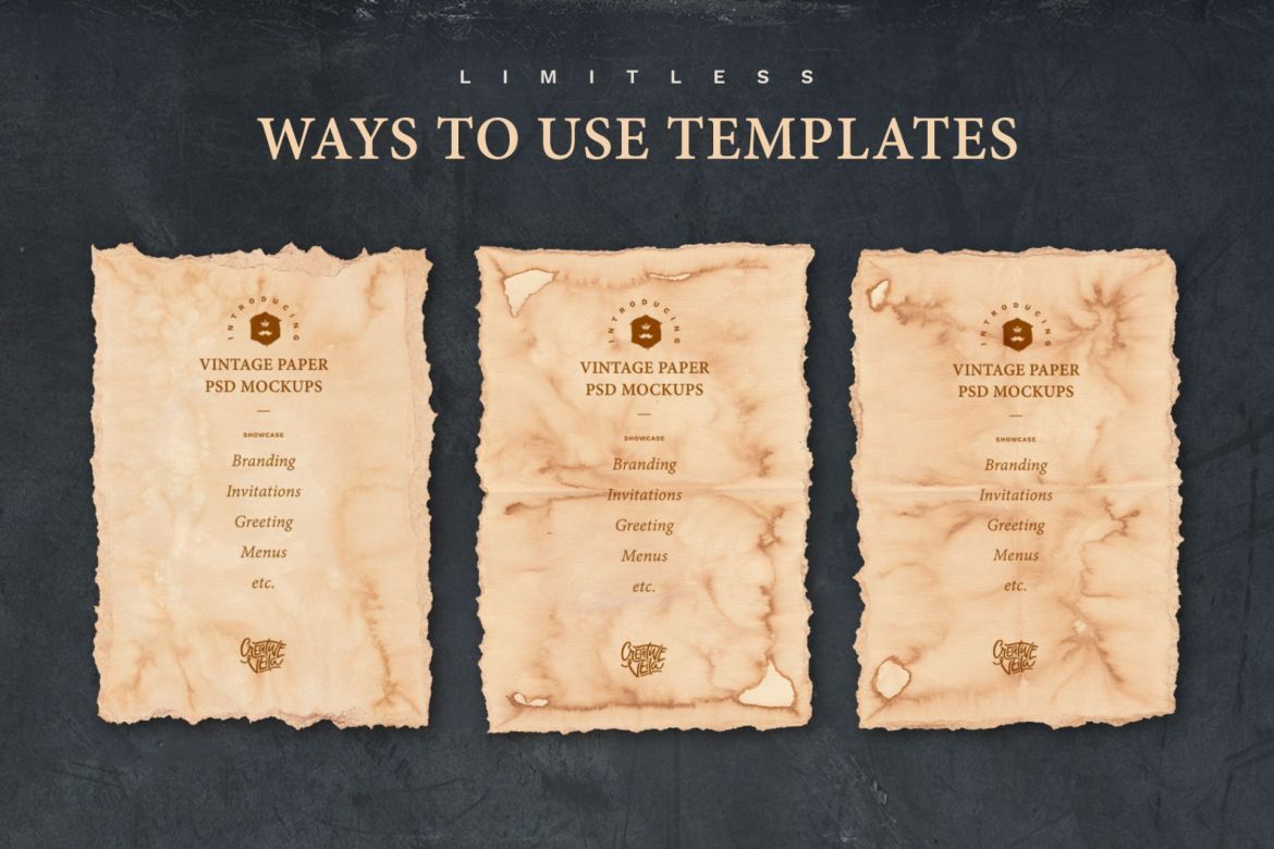 Vintage Paper PSD Mockup Set - view 6