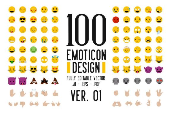 Cute Yellow Emoticon Set Collection