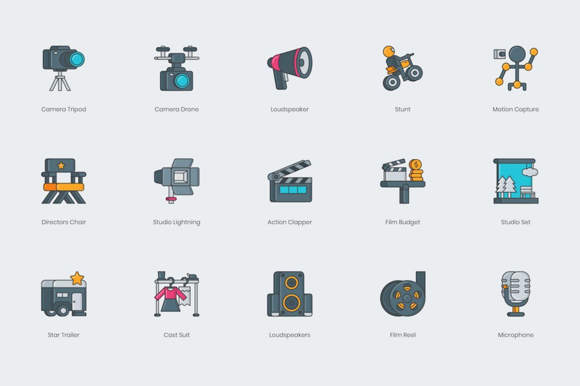 60 Video Production Icons | 3D - view 3