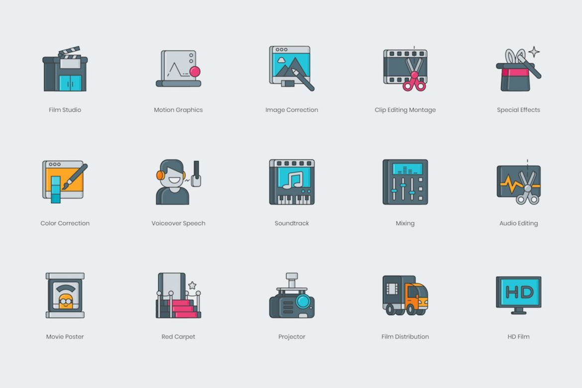 60 Video Production Icons | 3D - view 4