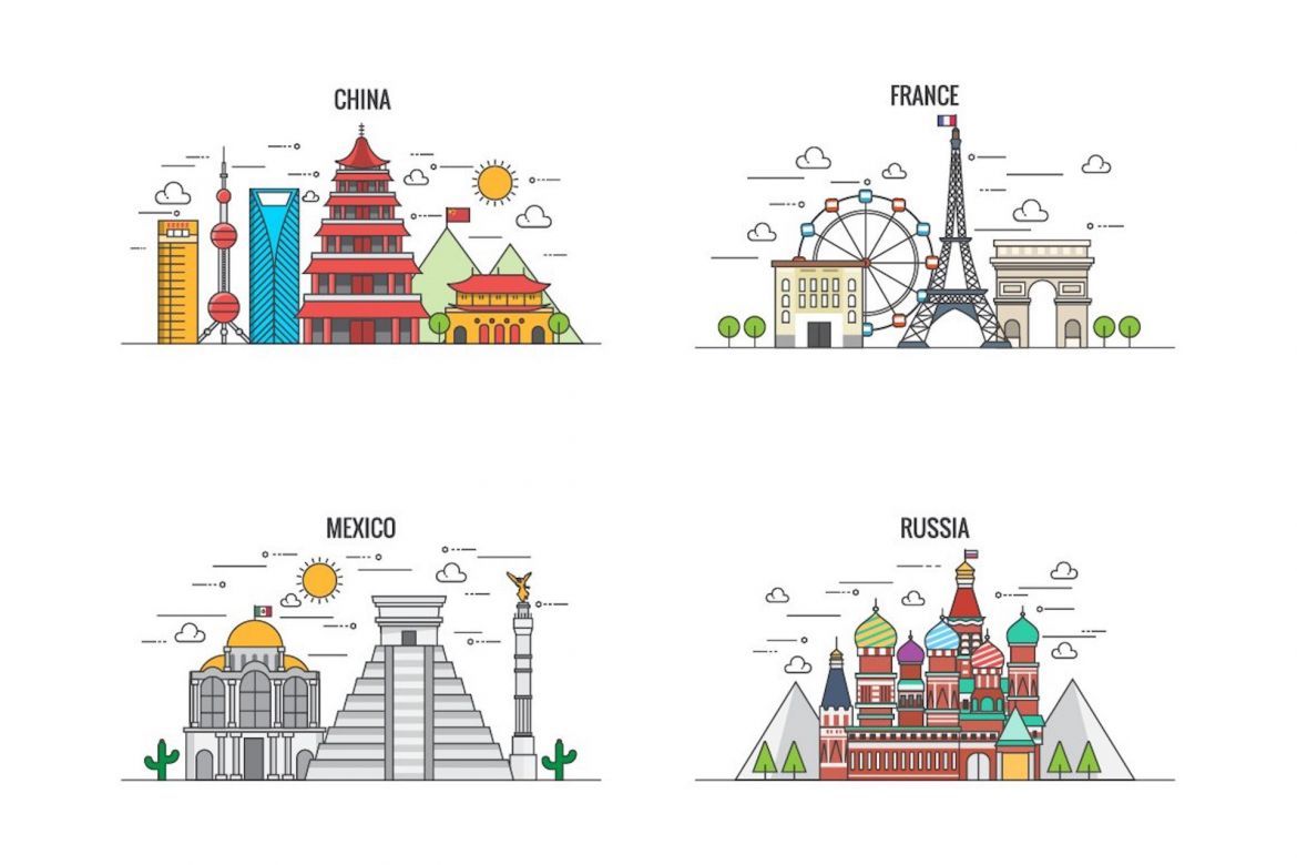 10 Flat Line Color Country Banners alternate