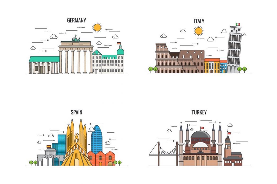 10 Flat Line Color Country Banners - view 3