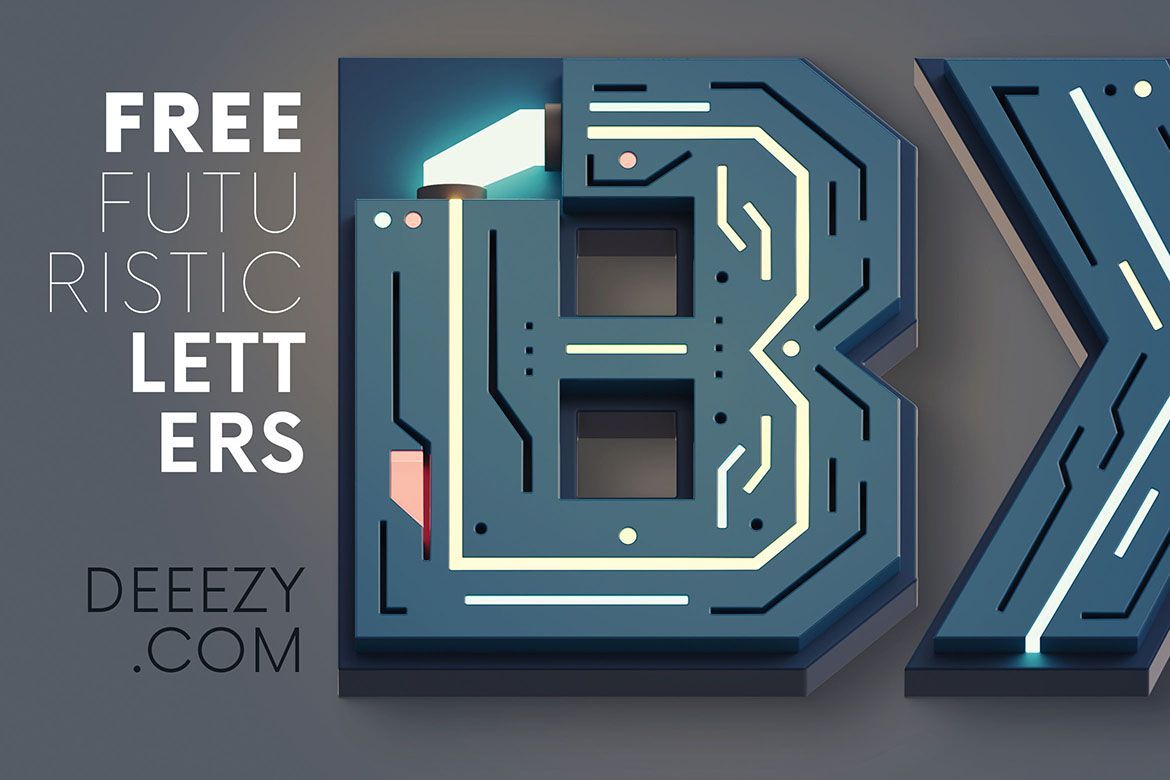 Free Futuristico 3D Lettering alt