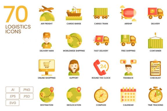70 Logistics Icons | Caramel