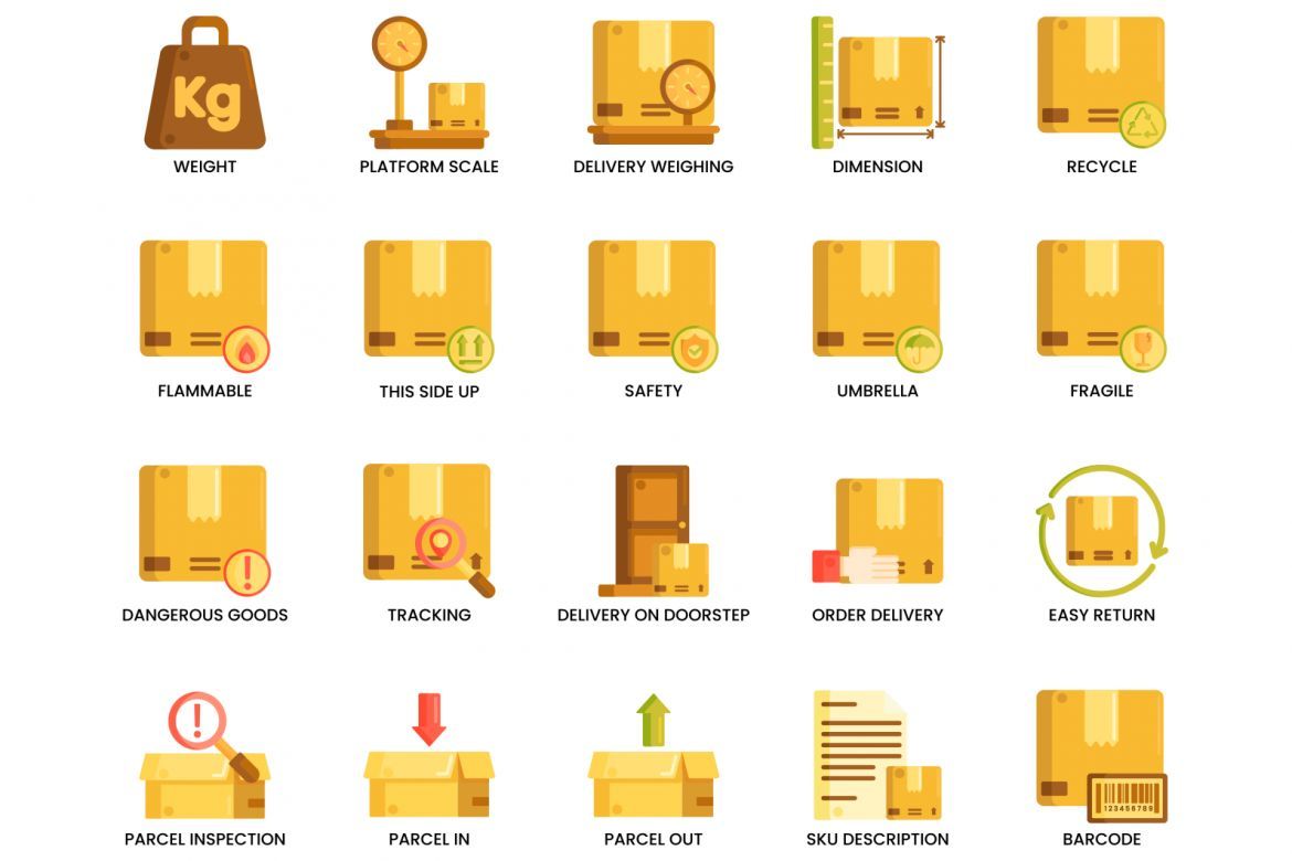 70 Logistics Icons | Caramel - view 3