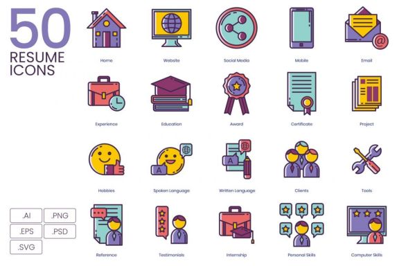 50 Resume Icons | Lilac